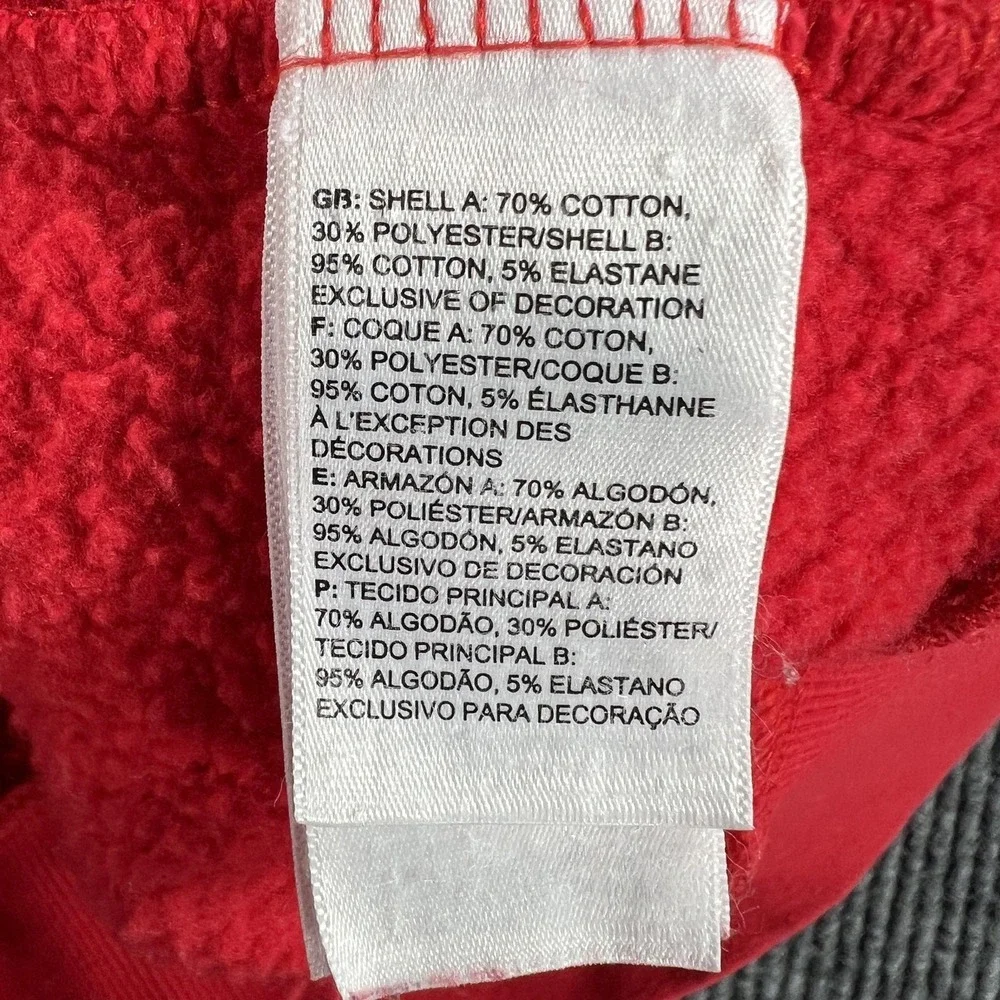 The North Face Hoodie Mens Medium Red‎ Logo Pullover Fleece Sweatshirt Kangaroo